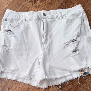 White Distressed Women Shorts